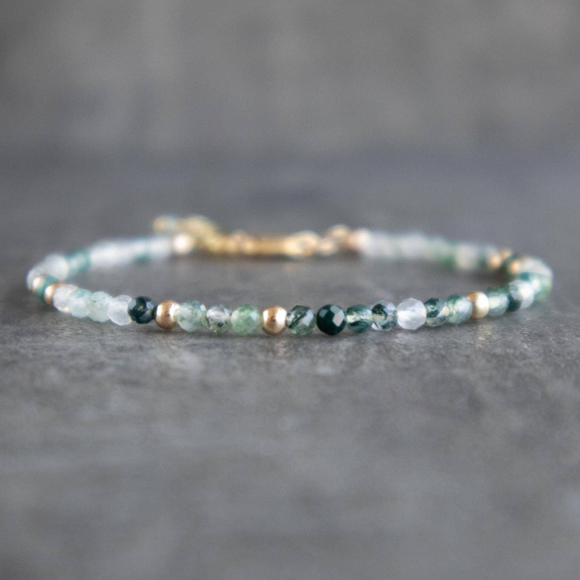 Moosachat Armband, Handgemachte Perlen Kristall Armbänder Für Frauen, Grüner Schmuck, Geschenk Sie in Gold & Sterling Silber von AbizaJewelry