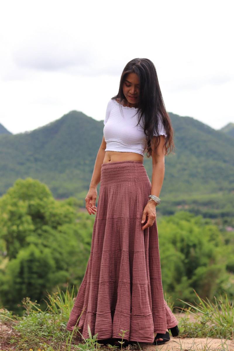 Langer Boho Rock/Maxirock Doppelgewebe Bescheidener Rock/Lange Maxi /Boho /Farbe Dusty Rose Langer Boho Rock/Maxirock Doppelgewebe Bescheidener Rock/Lange Maxi /Boho /Farbe Dusty Rose von Ablaa