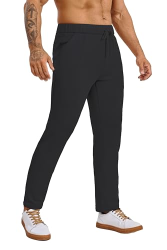 AbleTree Fleece-gefütterte Sweatpants 68,6 cm Schrittlänge Atheltic Jogger Trainingshose für kurze Männer mit Reißverschlusstasche, Schwarz, Small Kurz von AbleTree