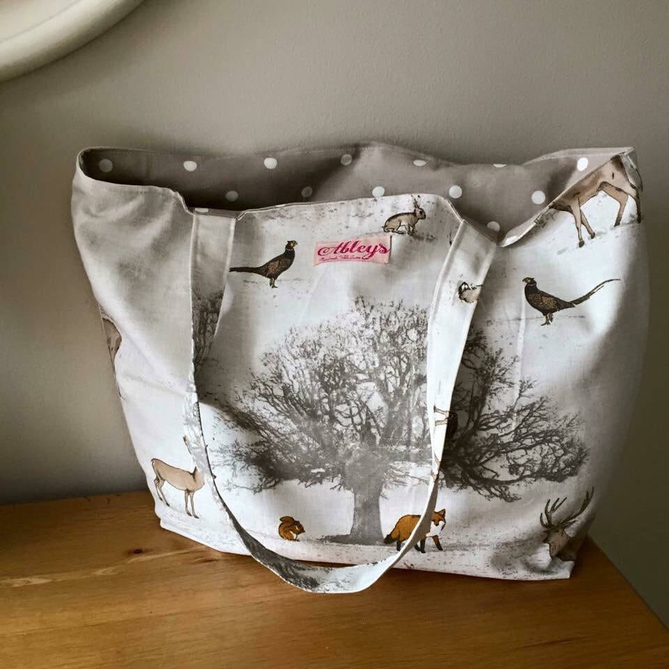 Große Wald Tasche, Strandtasche, Einkaufstasche, Shopper, Stoff-Einkaufstasche Große Wald Tasche, Strandtasche, Einkaufstasche, Shopper, Stoff-Einkaufstasche von Ableyshandmadegifts