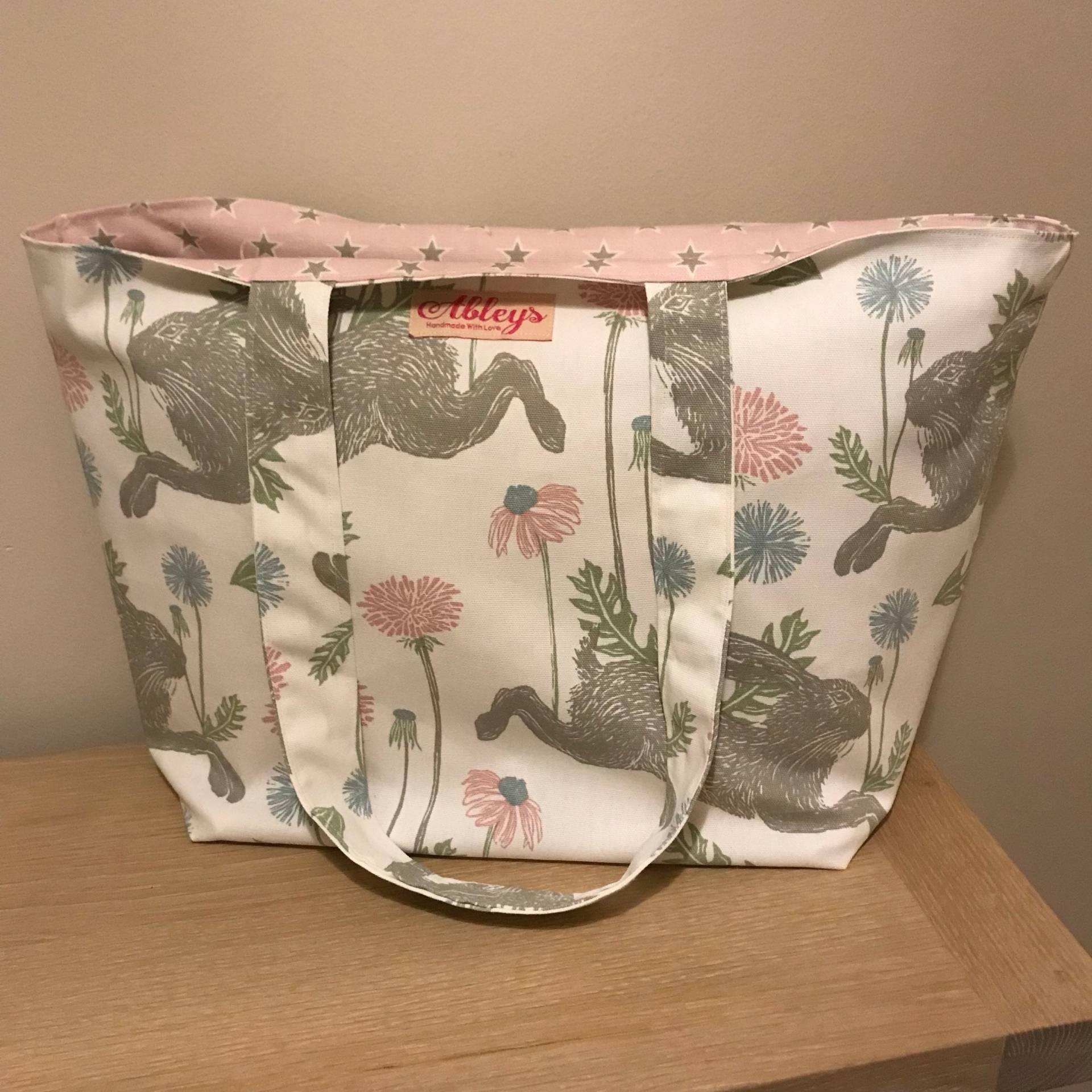 Hasen Print Tote Bag, Große Einkaufstasche, Strandtasche Hasen Print Tote Bag, Große Einkaufstasche, Strandtasche von Ableyshandmadegifts