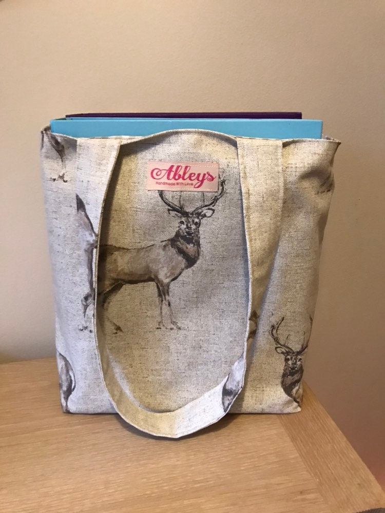 Hirsch Stoff Einkaufstasche, Kleine Kleiner Shopper, Arbeitstasche Hirsch Stoff Einkaufstasche, Kleine Kleiner Shopper, Arbeitstasche von Ableyshandmadegifts