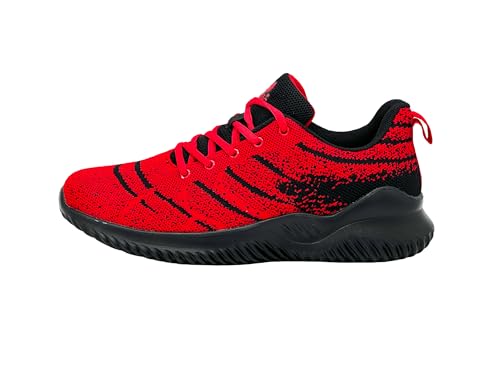 Ablovo® Damen Herren Laufschuhe atmungsaktive Runners leichte Sportschuhe, Rot-Schwarz, 43 von Ablovo