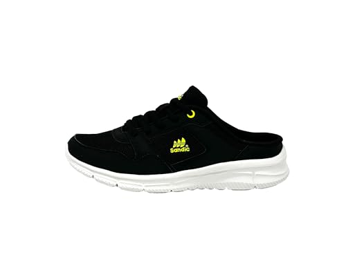 Ablovo® Damen Herren Pantoletten Sandalette Slipper Sabots Sneaker Freizeit (Schwarz-Grün, EU Schuhgrößensystem, Erwachsene, Damen, Numerisch, M, 40) von Ablovo