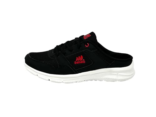 Ablovo® Damen Herren Pantoletten Sandalette Slipper Sabots Sneaker Freizeit (Schwarz-Rot, EU Schuhgrößensystem, Erwachsene, Herren, Numerisch, M, 42) von Ablovo