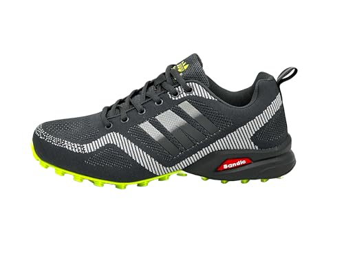 Ablovo® Damen Herren Sportschuhe Sneaker Turnschuhe Laufschuhe Freizeit Schuhe 36-46 (Dunkelgrau-Grau-Grün, EU Schuhgrößensystem, Erwachsene, Herren, Numerisch, M, 41) von Ablovo