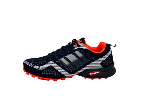 Ablovo® Damen Herren Sportschuhe Sneaker Turnschuhe Laufschuhe Freizeit Schuhe 36-46 (Navy-Grau-Orangea, EU Schuhgrößensystem, Erwachsene, Herren, Numerisch, M, 43) von Ablovo