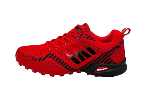 Ablovo® Damen Herren Sportschuhe Sneaker Turnschuhe Laufschuhe Freizeit Schuhe 36-46 (Rot-Schwarz, EU Schuhgrößensystem, Erwachsene, Herren, Numerisch, M, 45) von Ablovo