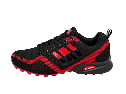 Ablovo® Damen Herren Sportschuhe Sneaker Turnschuhe Laufschuhe Freizeit Schuhe 36-46 (Schwarz-Rot, EU Schuhgrößensystem, Erwachsene, Herren, Numerisch, M, 41) von Ablovo