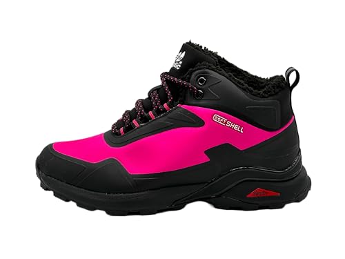 Ablovo® Damen Herren Stiefel Boots Softshell Outdoorschuhe gefüttert Wanderstiefel (Schwarz-Fuchsia, EU Schuhgrößensystem, Erwachsene, Herren, Numerisch, M, 36) von Ablovo
