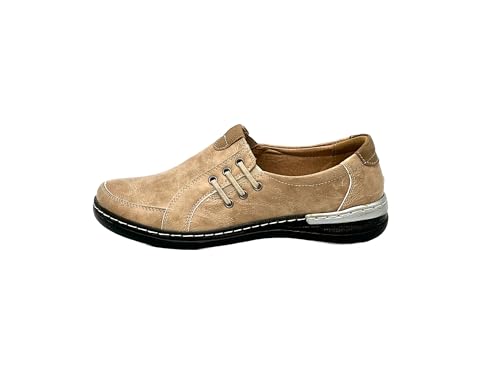 Ablovo® Damen Loafer Bequeme Mokassins Slippers Slip on Halbschuhe (Beige-Khaki, EU Schuhgrößensystem, Erwachsene, Damen, Numerisch, M, 36) von Ablovo
