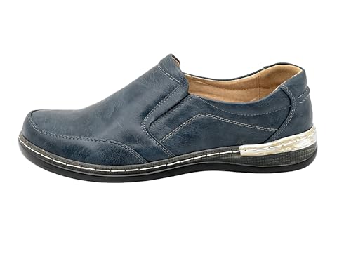 Ablovo® Damen Slipper, Bequeme Mokassins Halbschuhe (Blau-ohne Muster, EU Schuhgrößensystem, Erwachsene, Damen, Numerisch, M, 38) von Ablovo