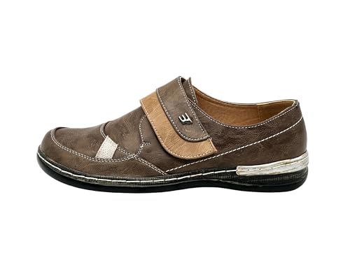 Ablovo® Damen Slipper, Bequeme Mokassins Halbschuhe (Khaki-Klettverschluss, EU Schuhgrößensystem, Erwachsene, Damen, Numerisch, M, 38) von Ablovo