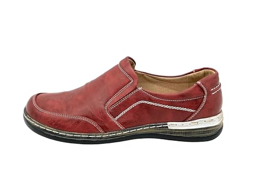 Ablovo® Damen Slipper, Bequeme Mokassins Halbschuhe (Rot-ohne Muster, EU Schuhgrößensystem, Erwachsene, Damen, Numerisch, M, 37) von Ablovo