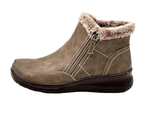 Ablovo® Damen Stiefeletten gefüttert Winterstiefel Winterschuhe Boots (Kahki, Erwachsene, Damen, 40, Numerisch, EU Schuhgrößensystem, M) von Ablovo