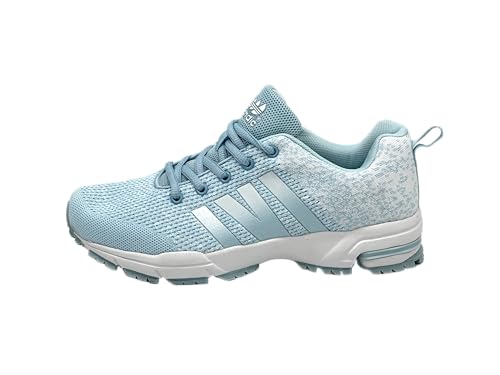 Ablovo® Herren Damen Sportschuhe Turnschuhe Laufschuhe Sneaker Hallenschuhe (Hellblau-Weiß, EU Schuhgrößensystem, Erwachsene, Herren, Numerisch, M, 37) von Ablovo