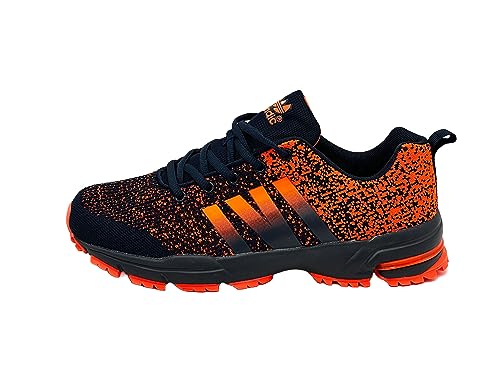 Ablovo® Herren Damen Sportschuhe Turnschuhe Laufschuhe Sneaker Hallenschuhe (Navy-Orange, EU Schuhgrößensystem, Erwachsene, Herren, Numerisch, M, 36) von Ablovo