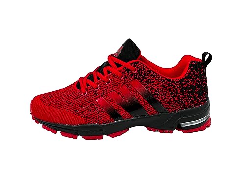 Ablovo® Herren Damen Sportschuhe Turnschuhe Laufschuhe Sneaker Hallenschuhe (Rot-Schwarz, EU Schuhgrößensystem, Erwachsene, Herren, Numerisch, M, 37) von Ablovo