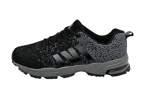 Ablovo® Herren Damen Sportschuhe Turnschuhe Laufschuhe Sneaker Hallenschuhe (Schwarz-Dunkelgrau, EU Schuhgrößensystem, Erwachsene, Herren, Numerisch, M, 39) von Ablovo