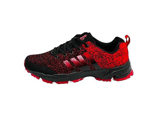 Ablovo® Herren Damen Sportschuhe Turnschuhe Laufschuhe Sneaker Hallenschuhe (Schwarz-Rot, EU Schuhgrößensystem, Erwachsene, Herren, Numerisch, M, 36) von Ablovo