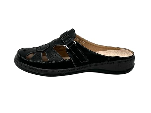 Ablovo Clogs Damen Pantoletten Atmungsaktiv Gartenschuhe rutschfest Strand Sommer Hausschuhe(Schwarz, 38) von Ablovo