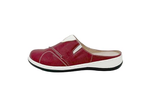 Ablovo Damen Clogs Hausschuhe leichte Pantoffeln atmungsaktive Pantoletten Sabots Slipper(Rot-Weiß, 40) von Ablovo