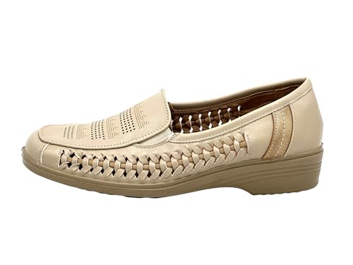 Ablovo Damen Slipper Slip on Flache Schuhe Loafer Bequeme Mokassins (Beige-Gold, 40) von Ablovo