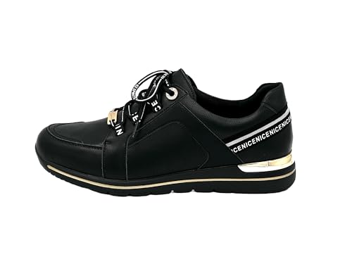 Ablovo Damen Sneaker Plateau Turnschuhe Komfort Laufschuhe Freizeitschuhe (Schwarz, EU Schuhgrößensystem, Erwachsene, Damen, Numerisch, M, 39) von Ablovo