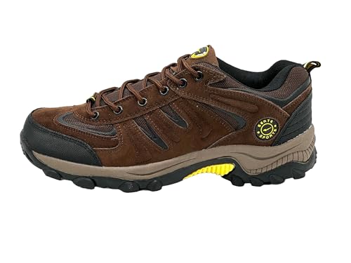 Ablovo Herren Outdoor Trekkingschuhe Wanderschuhe Sneaker Gr. 41-50 inkl. Übergröße (Dunkelbraun-Gelb, EU Schuhgrößensystem, Erwachsene, Herren, Numerisch, M, 42) von Ablovo