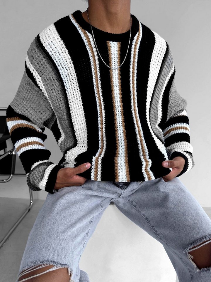 Abluka Sweatshirt OVERSIZE STRIPED KNIT SWEATER von Abluka