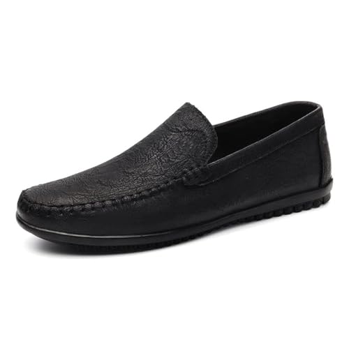 Abnkarwin Herren Slip-On Leder Schuhe Fahren Loafers Casual Flats Retro Stil Handgefertigt Atmungsaktiv Big Size, Schwarz, 42 EU von Abnkarwin