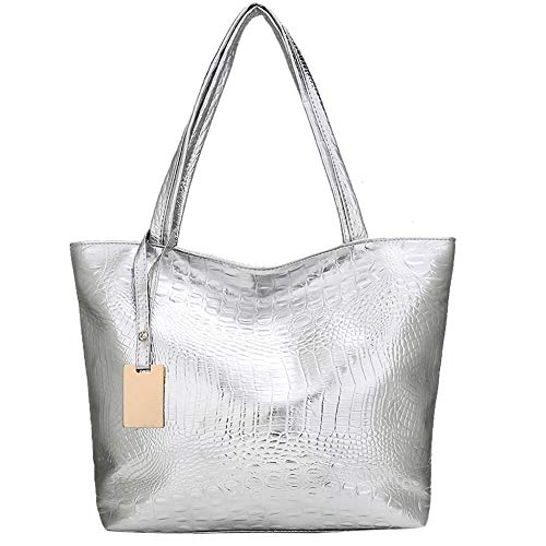 Aboiled Damen Leder Handtaschen, Handtaschen, Damen UmhäNgetaschen, Designer Handtaschen, Leder Handtaschen-Silber von Aboiled