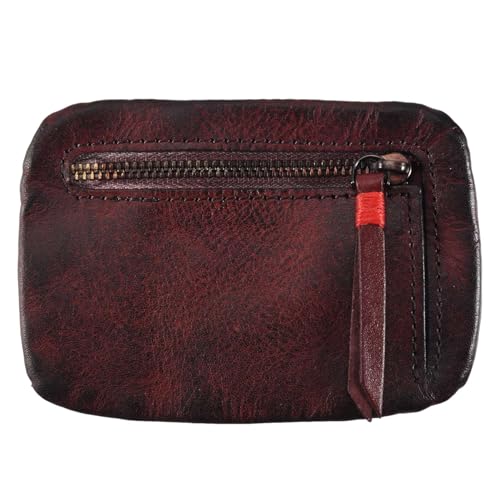 Aboiled Vintage Herren Original Leder Mini MüNze GeldböRse Kartenetui Inhaber Brieftasche Clutch MäNnlich Kurz ReißVerschluss Kleine Wickeltasche von Aboiled