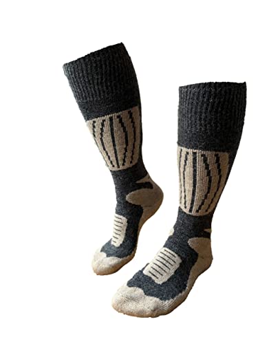 Abolengo de Alpaca Alpaka Sportsocken Ideal für Trekking, Ski, Snowboard und Wandern Schuhgrößen, 35-38- anthrazit-beige von Abolengo de Alpaca