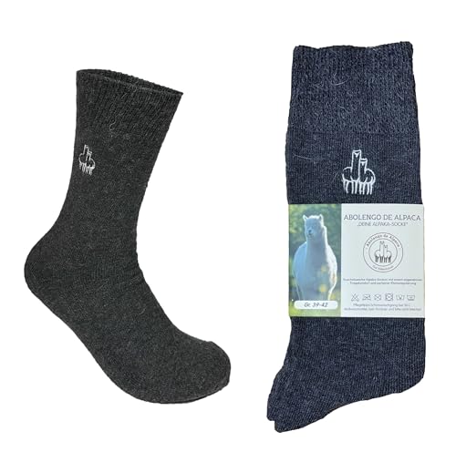 Abolengo de Alpaca Deine Alpaka Socke, besonders weich und kuschelig, passen auch perfekt in Schuhen, anthrazit 35-38 von Abolengo de Alpaca