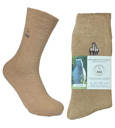 Abolengo de Alpaca Deine Alpaka Socke, besonders weich und kuschelig, passen auch perfekt in Schuhen, beige 43-46 von Abolengo de Alpaca