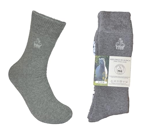 Abolengo de Alpaca Deine Alpaka Socke, besonders weich und kuschelig, passen auch perfekt in Schuhen, grau 39-42 von Abolengo de Alpaca