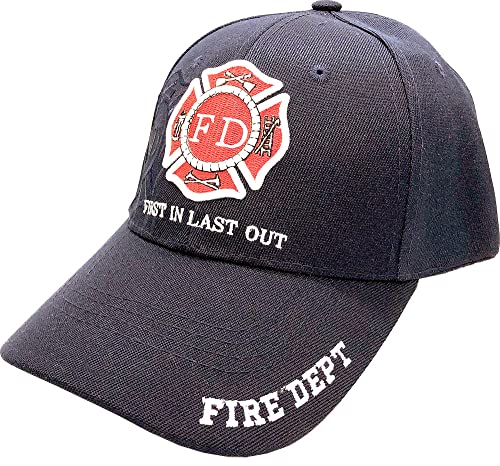 Fire Department - First in Last Out Fireman Officer Gear Uniform Baseball Cap Hat Adjustable (Black) von AborenCo