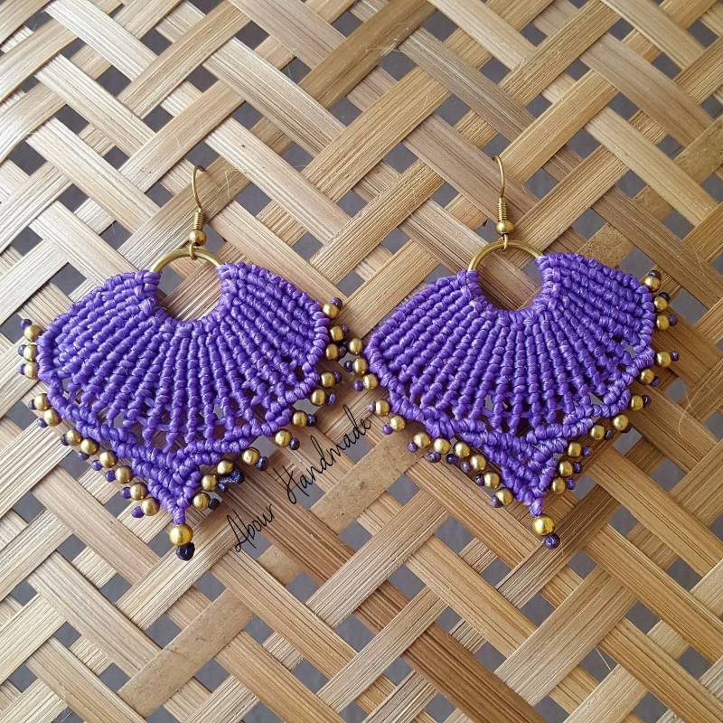 Handgemachte Lila Makramee Ohrringe Boho Hippie Schmuck von AbourShop