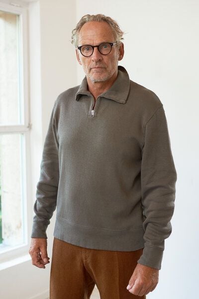 About Companions Entspannter Reißverschluss-Pullover NOAM aus schwerem Bio-Baumwoll-Ripp von About Companions