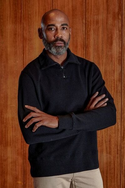 About Companions Entspannter Reißverschluss-Pullover NOAM aus schwerem Bio-Baumwoll-Ripp von About Companions