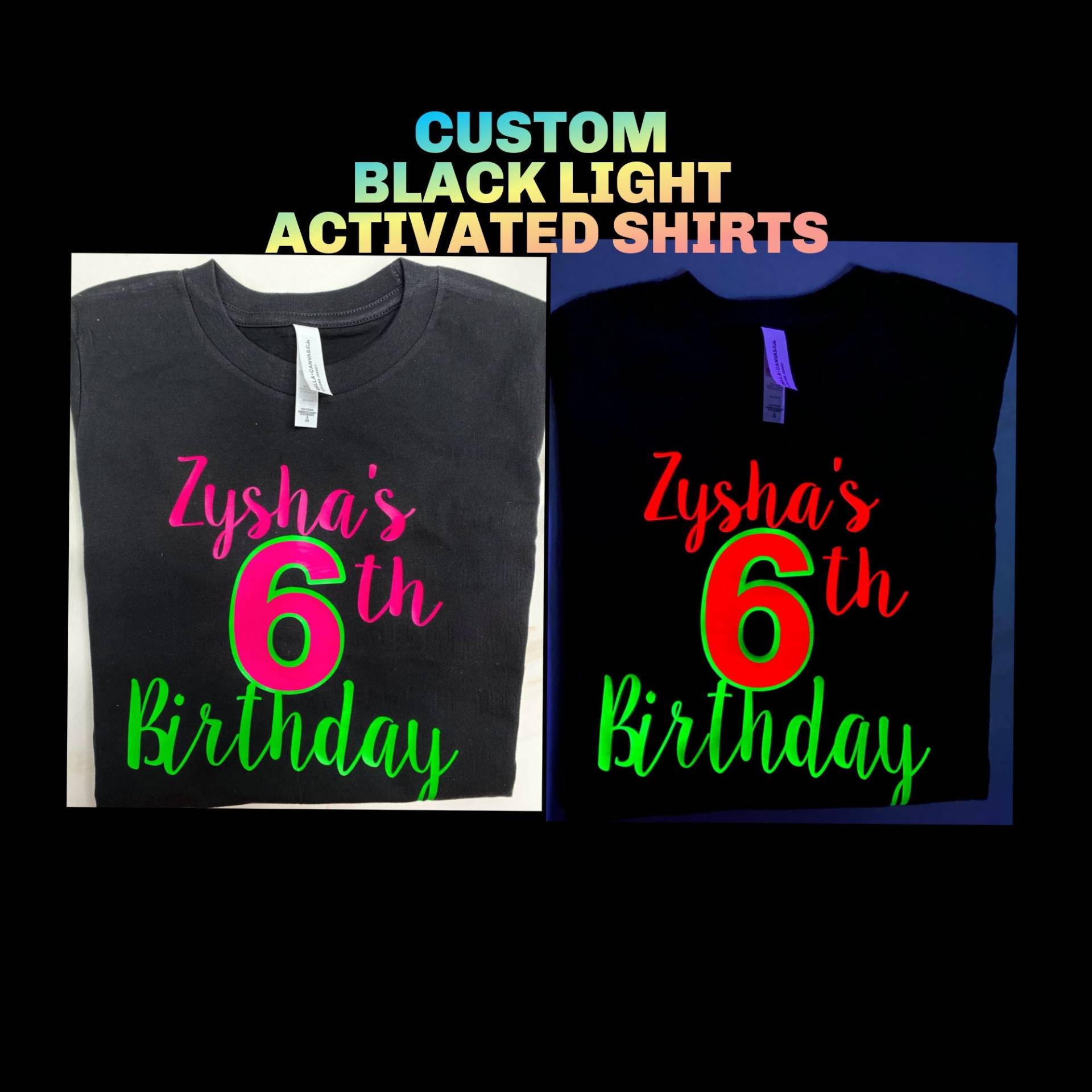 Mädchen Neon Geburtstag Shirt- Schwarzes Licht Glow Party - Farbiger Tween Geburtstag- Custom von AboutASprout