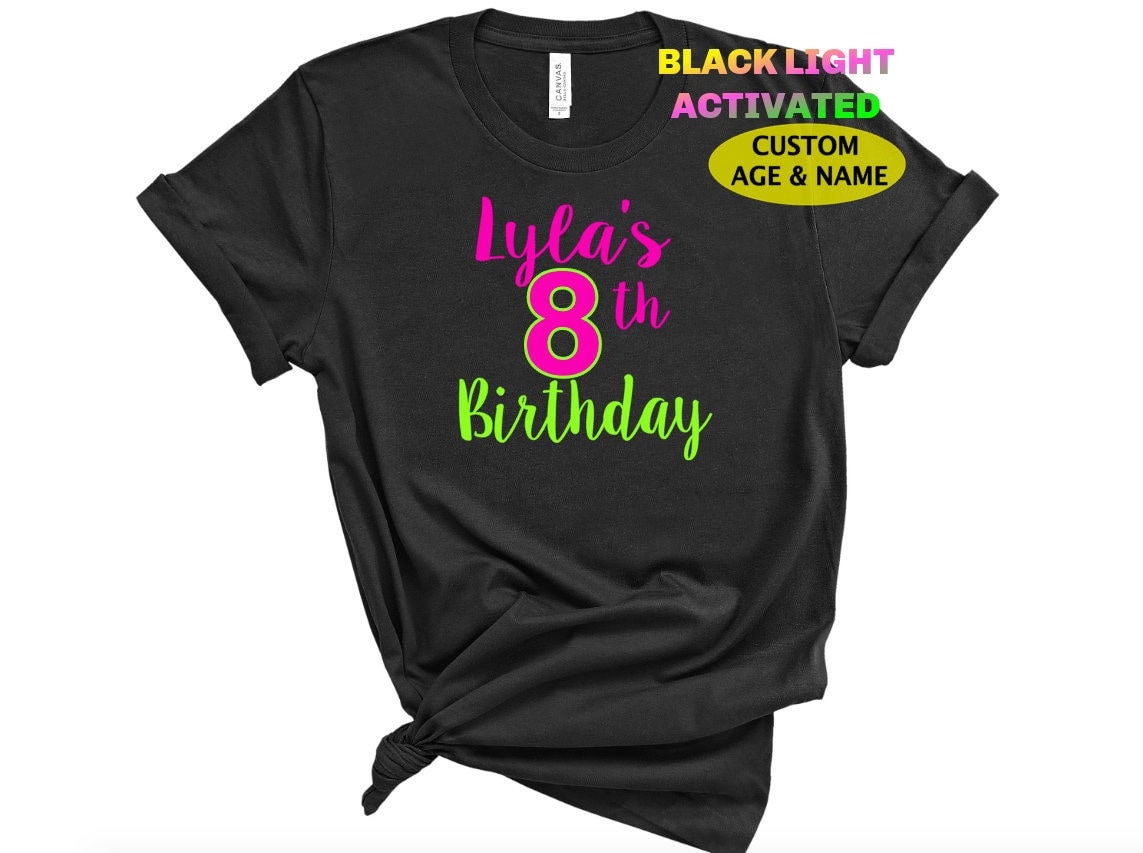 Mädchen Neon Geburtstag Shirt- Schwarzes Licht Glow Party - Farbiger Tween Geburtstag- Custom von AboutASprout