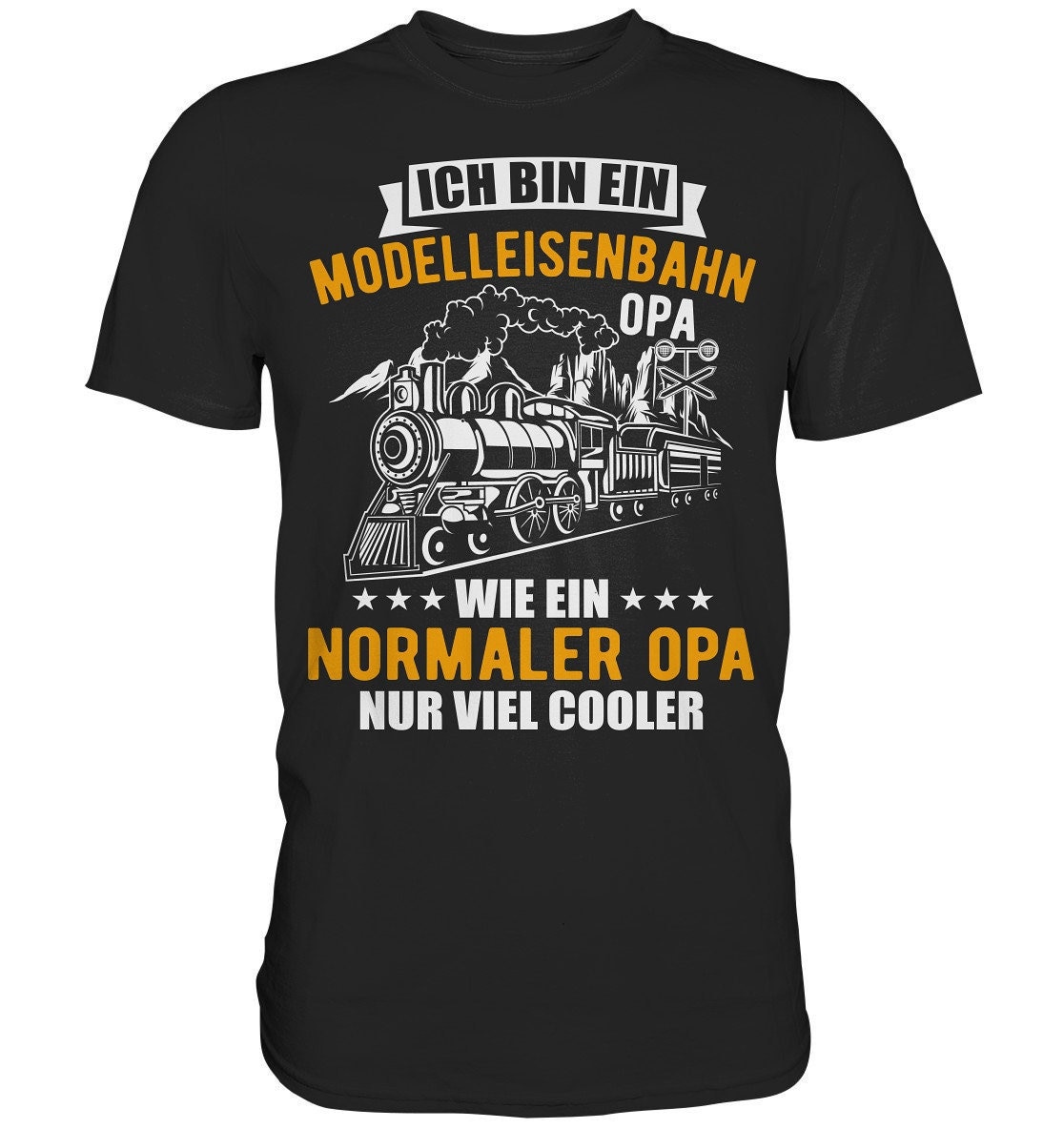 Modelleisenbahn Opa Eisenbahner Eisenbahn Herren Premium Shirt Geschenk T-Shirt von AboutGiftsDE