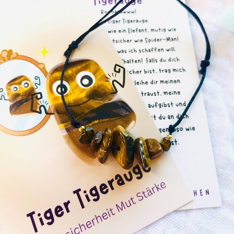 Kordelarmband "Tiger Tigerauge"-Glücksbringer-Geschenkidee Kind-Mutmacher-Selbstsicherheit Unterstützen-Kinderschmuck-Heilstein-Edelstein Kordelarmband "Tiger Tigerauge"-Glücksbringer-Geschenkidee Kind-Mutmacher-Selbstsicherheit Unterstützen-Kinderschmuck-Heilstein-Edelstein von AbrakadabraSteineDE