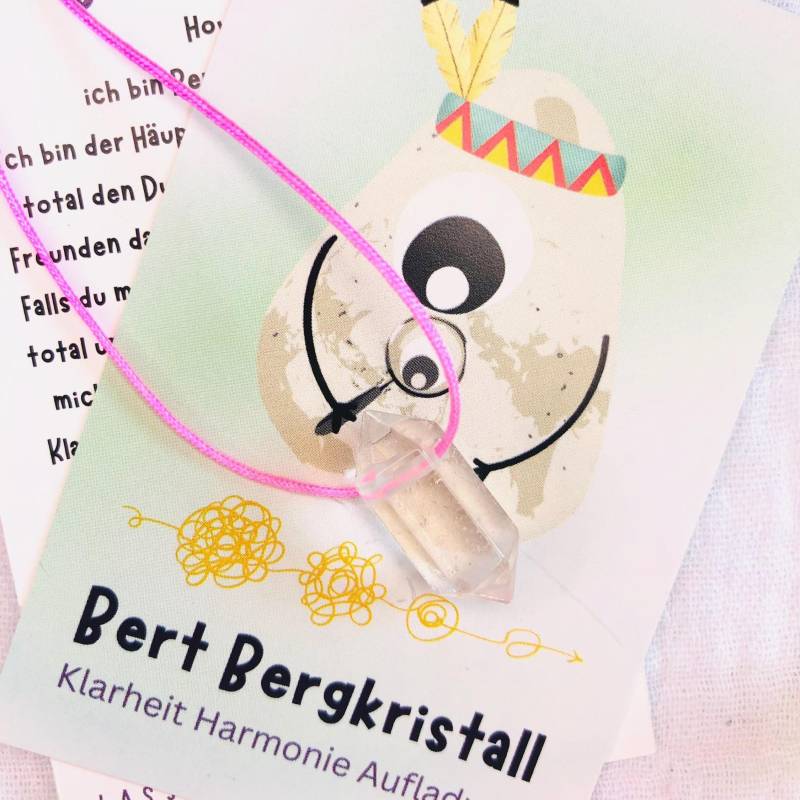 Edelstein Kette Doppelpyramide "Bert Bergkristall"-Bergkristallkette-Kette Mit Edelsteinanhänger-Kindergeschenk-Mutmacher-Bergkristall von AbrakadabraSteineDE