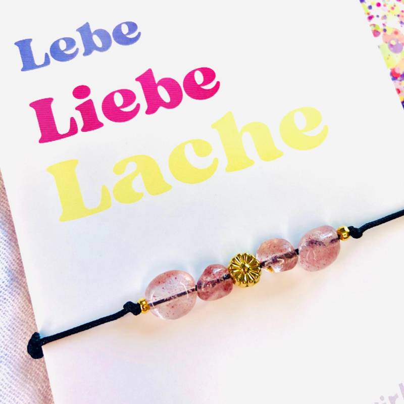 Edelstein Armband-Armband Blume-Erdbeerquarz Edelstein - 18K Vergoldeter Schmuck Kind-Filigranes Armband-Talisman Armband-Kindergeschenke von AbrakadabraSteineDE