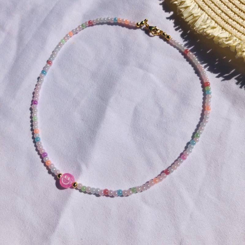 Funky Collection Personalisierte Kette "Smile"-Kette -Sommer Kette-Bunte Perlenkette-Festival Schmuck-Geschenk Für Sie-Smiley Kette-Smiley von AbrakadabraSteineDE