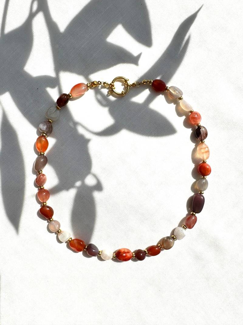 Kette"Apricot"-Edelstein Kette-Vergoldete Kette-Schwangerschaft Schutz-Kette Heilstein-Achat Edelstein-Geschenk Für Schwangere-Schutzkette von AbrakadabraSteineDE