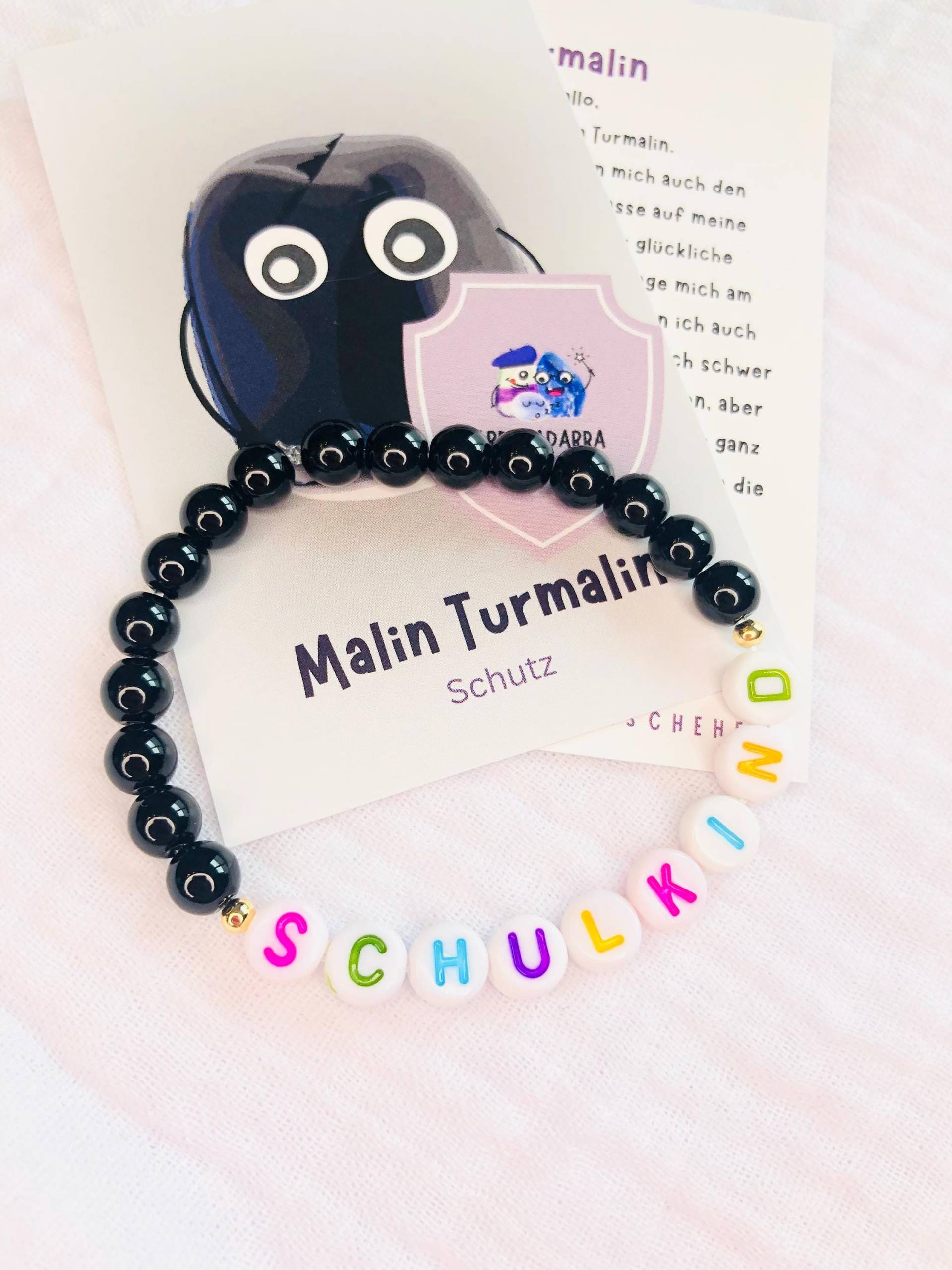 Kinderarmband "Schulkind" Turmalin-Mutmacher Armband-Armband Edelsteine-Geschenk Kind-Geschenkidee Kind-15cm Lang-Einschulungsgeschenke von AbrakadabraSteineDE
